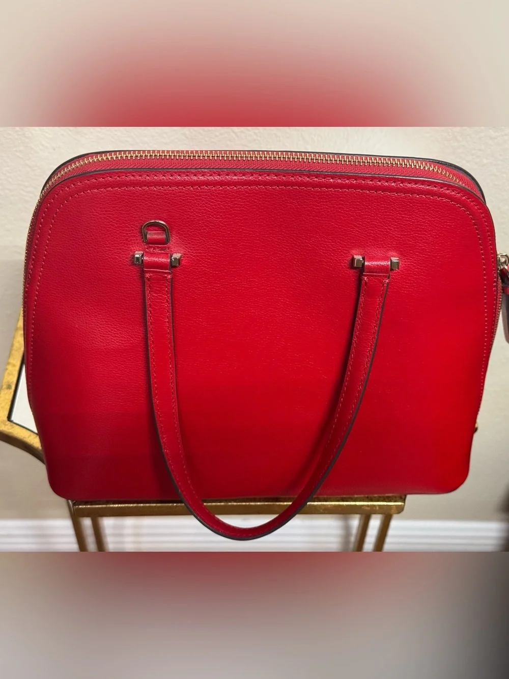kate spade Red Dome-Shape Leather Tote - Picture 3 of 8